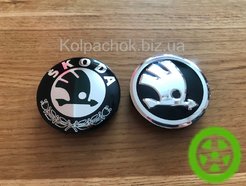 Wheel center caps with Skoda logo for Borbet 74404 rims